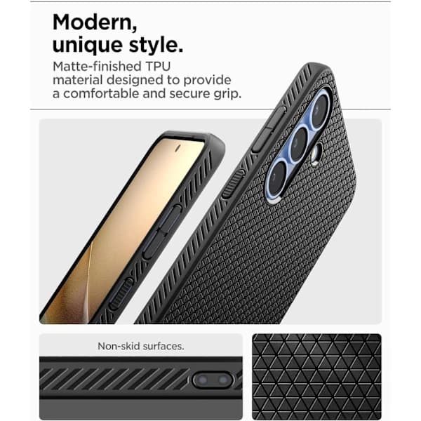 Liquid Air Cover Designet til Galaxy S25plus 6.7 Etui (2025) [Ingen MagSafe-ring], [Militærklassificeret Beskyttelse] - Mat Sort