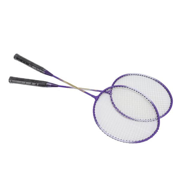 2 Pcs Iron Alloy Badminton Rackets with Non-Slip Handle, Purple Badminton Racket Set for Beginners, Students, Professionals
