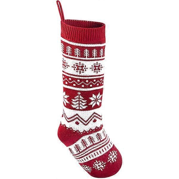 Stor julstrumpa i rustik kabelstickad design, 46 cm, klassiska dekorationer, 4-pack