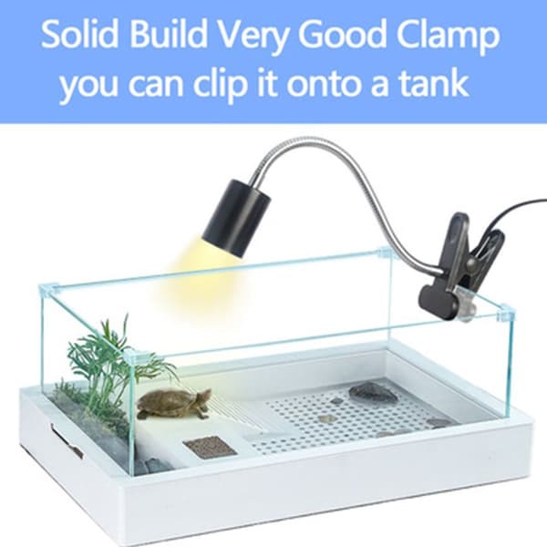 Sort klemmelampeholder med afbryder til skildpadder, lampeholder KLB