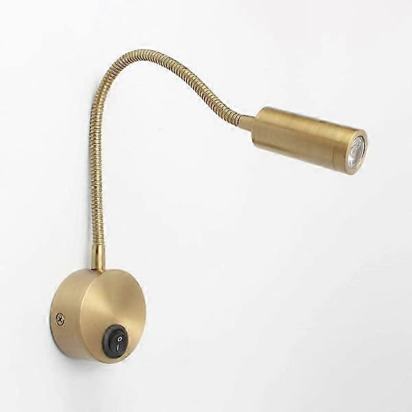Flexible LED Reading Light with Gooseneck, 1W Wall Mounted Lamp for Bedside and Desk, Gold Finish [DB]