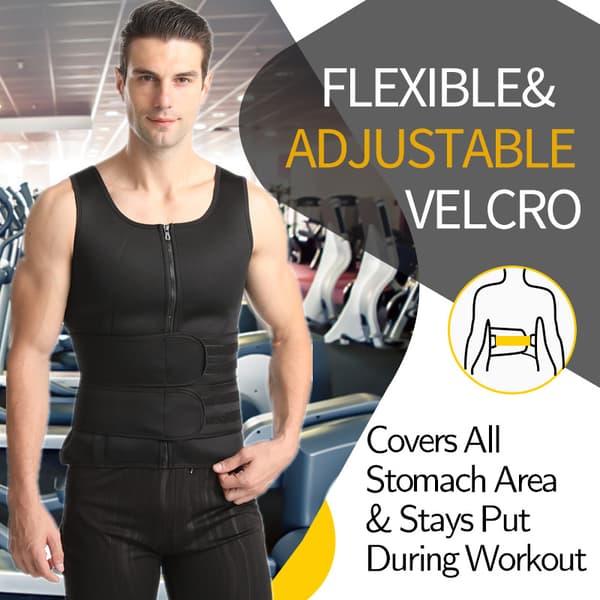 1-pack Men's Double Belt Vest Shapewear, Reinforced Sweat Rubber