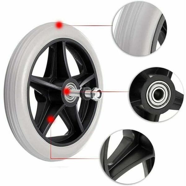2 Pieces 6-inch Rubber Replacement Wheels for Rollator, Compatible with Wheelchair Front Wheels, Non-slip Wheels