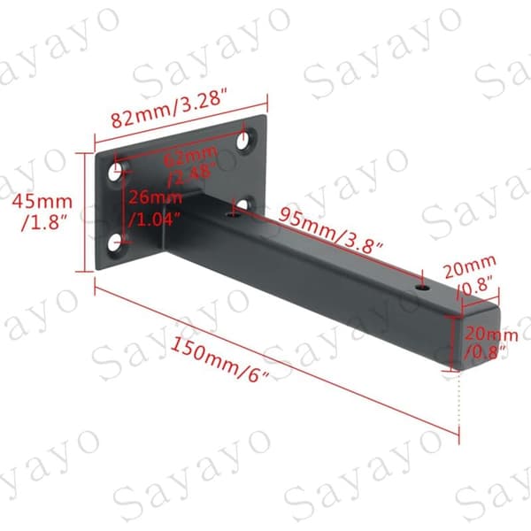 Industrial Shelf Bracket Stainless Steel Wall Mounted Shelf Support Metal Bracket for Floating Shelf Concealed Support Matte Black, 2pcs, EJT150B-2P