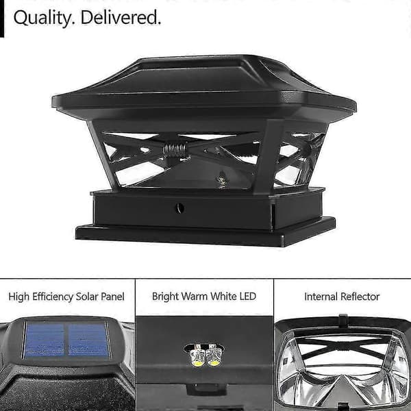 1-pack Solar Outdoor Post Light - Garden Lamp Post Lantern Fence Light LED Lamp