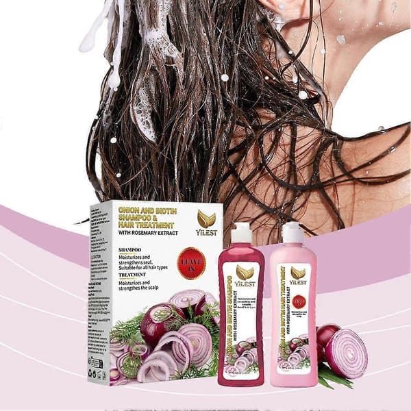 Yilest Løg Shampoo Balsam Sæt 248ml hver til hårtab Biotin Næring