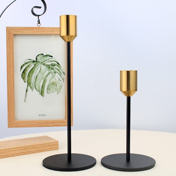 2-pack Taper Candle Holders, Candlestick Set, Gold and Black Brass Candlestick Set Table Decoration