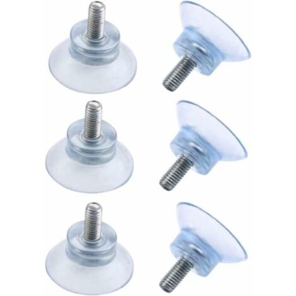 Suction Cups Ø 30 mm with M6x15mm Thread – 6-pack – Rubber Base for Smooth Surfaces – Screwless Installation Black