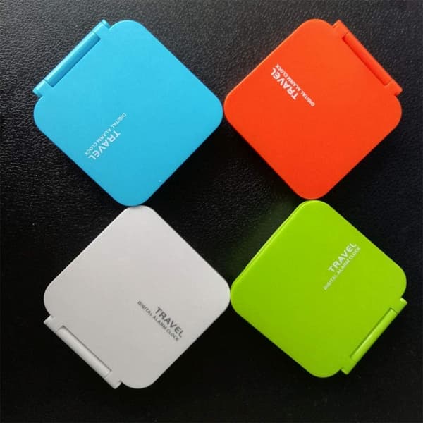 Portable Foldable Digital Alarm Clock with Backlight, Battery Operated Mini Travel Clock, Temperature Display (White)[JUN]