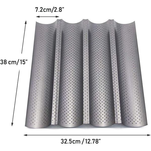 Perforated Baking Tray Form for 4 Baguettes Non-Stick Essential Accessory for Successful Baguettes, DIY
