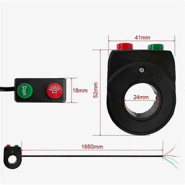 Electric Bicycle Switch Handlebar Headlight Horn Switch Throttle ON OFF Button 12V for Scooters E-bike Accessories