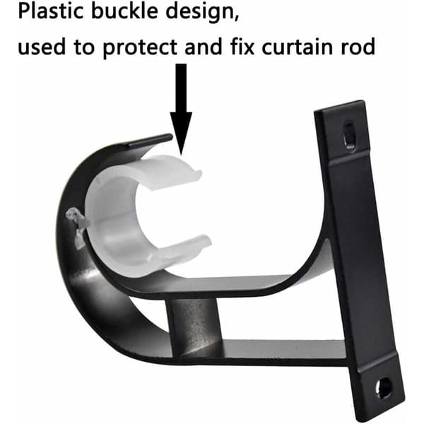 Black Curtain Rod Brackets - Aluminum Alloy, Ceiling Mounted Hanging Bracket with 8 Screws, 2 Pieces