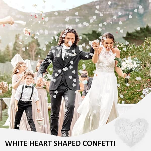 Biodegradable Confetti, 60g Wedding Confetti, Table Confetti, White Heart Confetti, for Weddings, Decorations and Parties