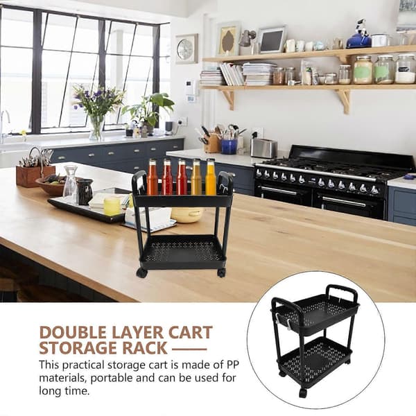 Rolling Cart Storage Cart on Wheels 2-Tier Cart on Wheels for Kitchen Bathroom Laundry Room
