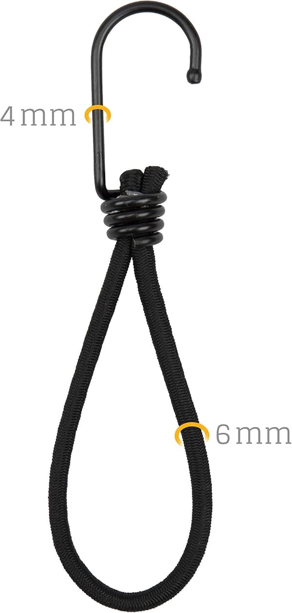 25 Professionelle Elastiske Spændekroge (Sort 100mm) til Telte
