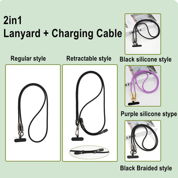 Latest Customizable 2-in-1 Phone Lanyard and Charging Cable PD 60W 100W 240W USB Type C to USB C Cable【COPL】