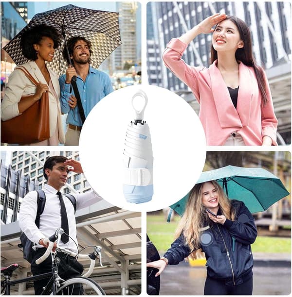 Paraply, kompakt, foldbar, vandtæt, parasol himmelblå - himmelblau
