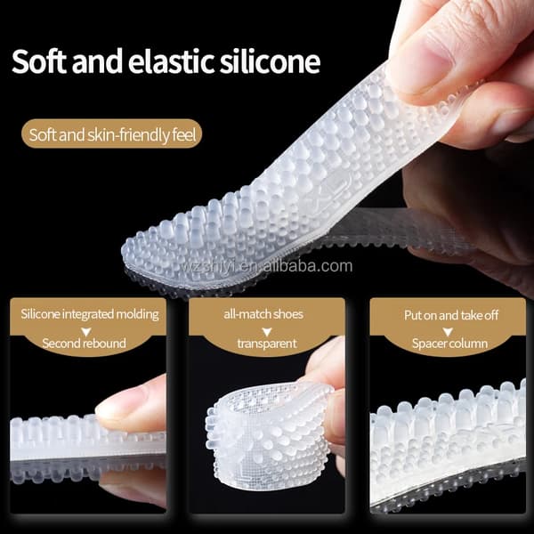 Transparent Lightweight Flexible Silicone Shoe Inserts Thin Design Textured Surface Non-Slip Comfortable 4mm Thick 1 Pair Daily Use