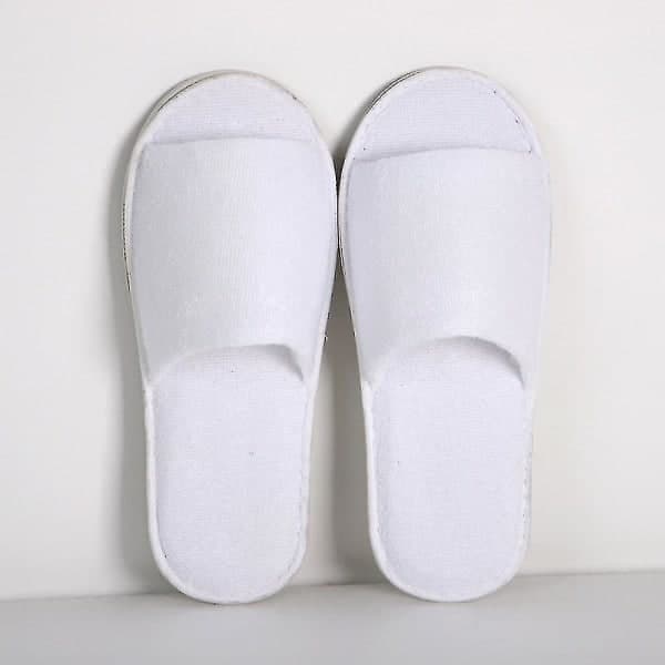 10 par åbne spa-slippers, hvide spa-hotel-slippers, passer til de fleste mænd og kvinder