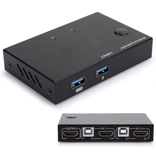 KVM Switch USB + HDMI Sharing Device 2 in 1 out for Printer Sharing Mouse Keyboard KVM201