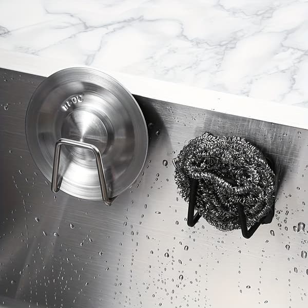 Stainless Steel Sponge Holder, Wall Mounted Double Hook, Sink 1 pc Silver 1 st Silverren