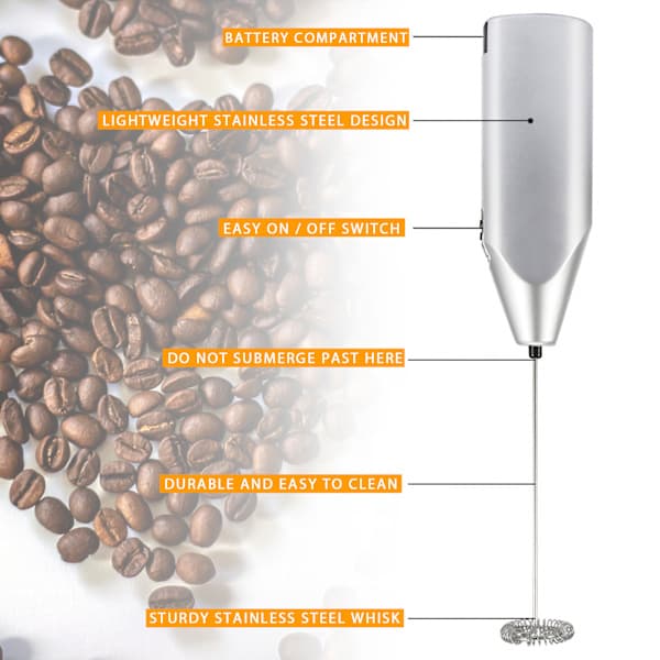 Håndholdt elektrisk piskeris mælkeskummer mini elektrisk rørestav køkkentilbehør kaffe Kaffe