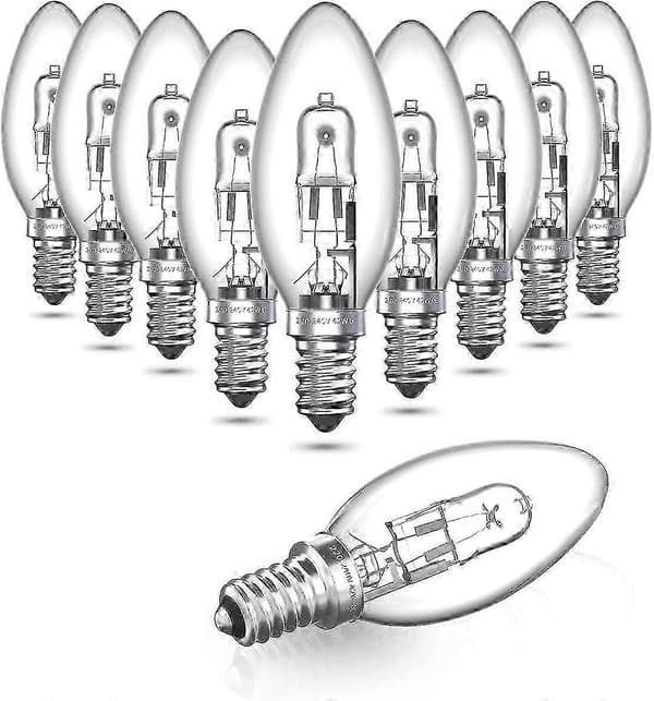 10-pack Halogen Bulbs, 42W E14 Halogen Candle Bulbs, Dimmable Small Screw Bulbs, 2700K Warm White, 613 Lumens [DB]
