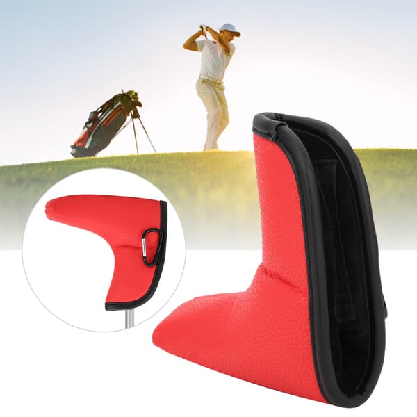 Golf L-shaped Putter Headcover Slotted Blank PU Waterproof Fabric Thick Plush Protection (red)