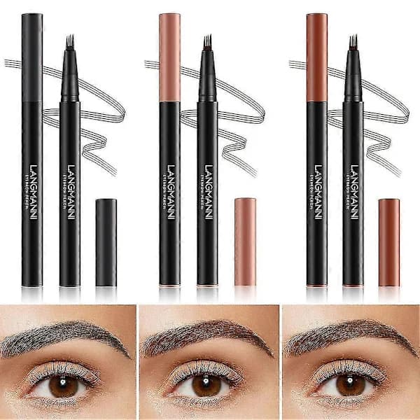 Magic Eyebrow Pencil, 2024 Upgrade Microblade Eyebrow Pencil Double-sided Waterproof Black