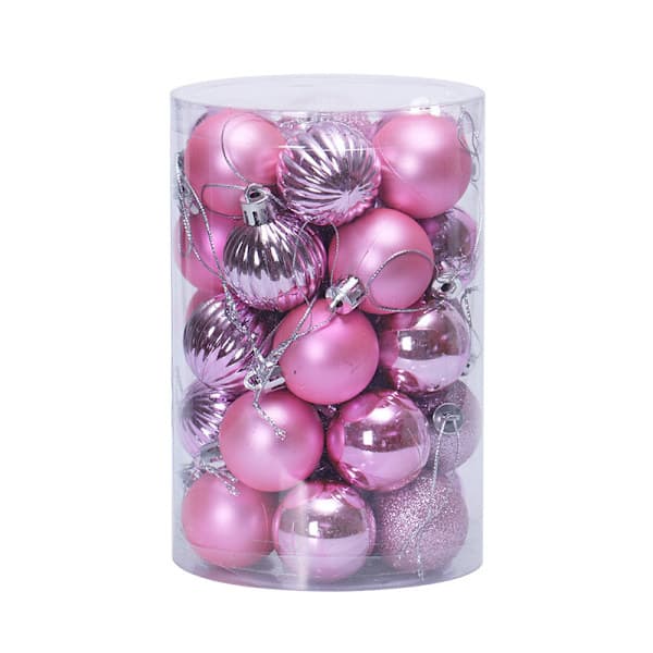 34 stk. julekuglesæt til juletræ, rosa pink pink