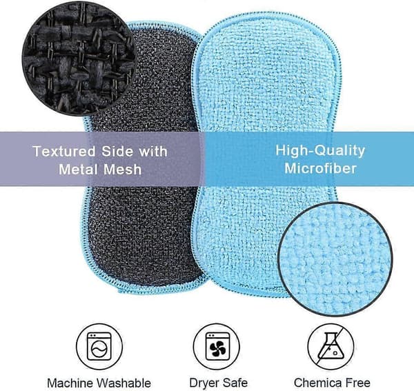 12-pakning Allround Skrubbsvamper Kjøkken, Oppvasksvamp, Ripefri Mikrofiber