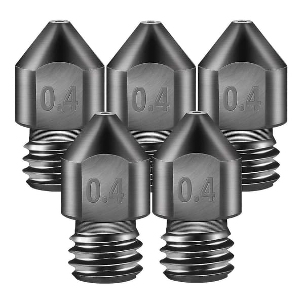 Härdat stålmunstycke 0,4 mm, kompatibelt med Makerbot, Creality Cr-10 Ender 3, 5-pack