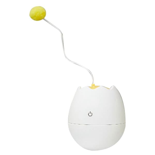 Cat Eggshell Swing Ball Toy Funny Interactive Cat Stick Toy Automatic Play with -White