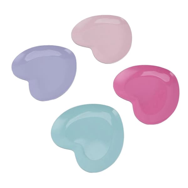 4 stk. Rustfri Hjerteformede Makeup Paletter Rustbeskyttende Foundation Blandingsbakke til Rejser