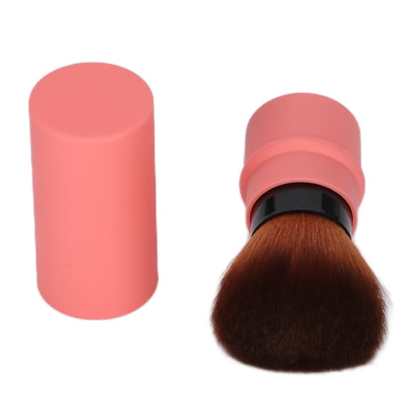 Angled Blush Brush Portable Soft Fluffy Powder Brush with Lid for Blush, Bronzer, Buffing Powder and Cosmetics