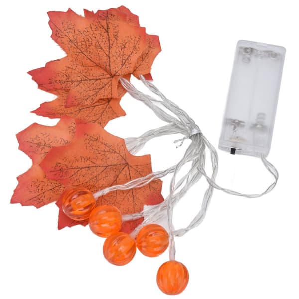 LED Efterårslampe 10 LED Batteridrevet Græskar Ahornblad Lyskæde KLB