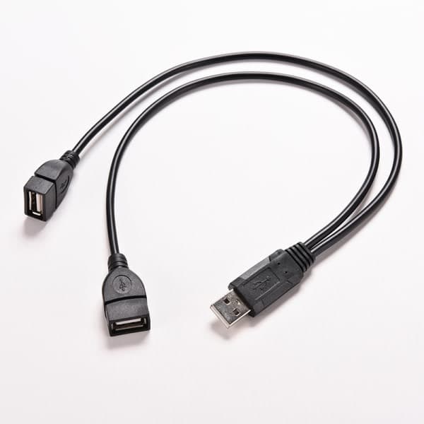 USB 2.0 A hann til 2 doble USB hunn Jack Y Splitter Hub Power C Svart 1 stk