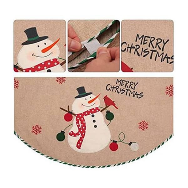 Christmas Tree Skirt Christmas Tree Ornament Grid Style Soft Christmas Tree Mat Santa Claus Pattern
