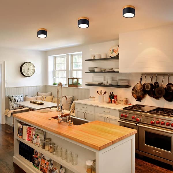 Rund overflade loftspot LED Sort Varm Hvid Aluminium Loft