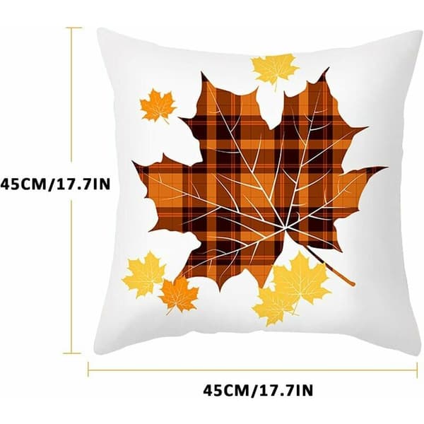 Sæt med 4 efterårs pudebetræk i bomuld og hør med ahornblade, efterårs pudebetræk til kontor, soveværelse, sofa, bil 45*45cm