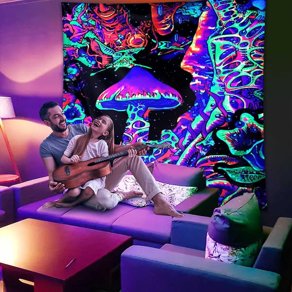 (50\"x60\") Mustavalo-sienigobeliini, upea pystysuora gobeliini