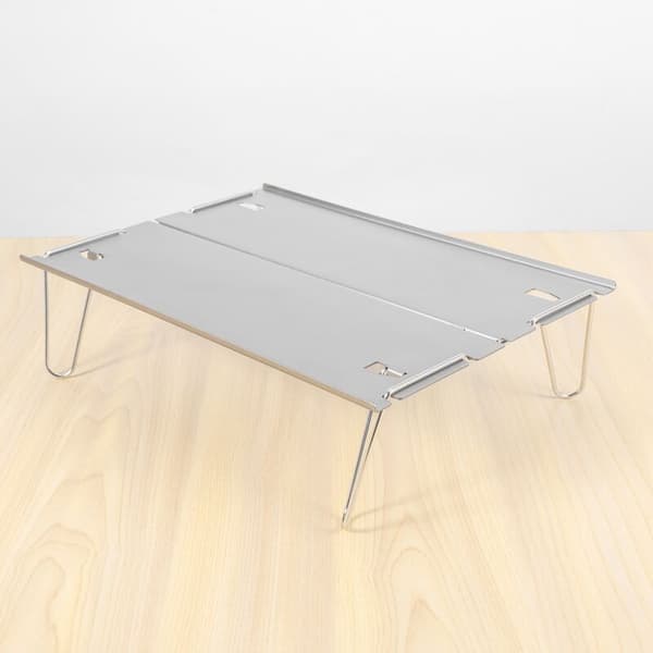 Udendørs foldbart campingbord i aluminiumslegering, bærbart minibord, grillbord, supercampingbord, sølv