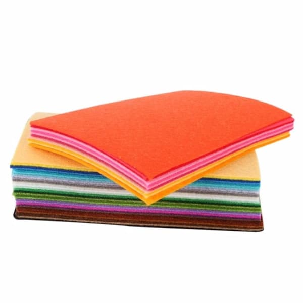 Fargerike polyesterfiltfliser for DIY-søm og håndlagde prosjekter, 40 farger, 10 x 15 cm
