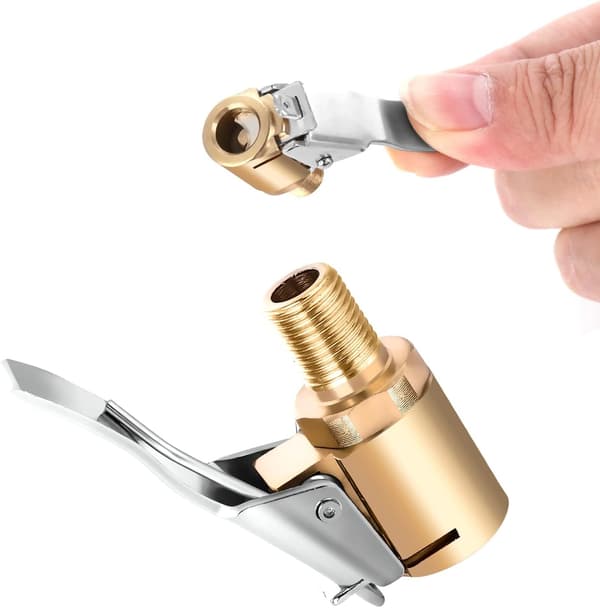 2-pak luftchuck med clip-adapter, til dækpumpe, tung
