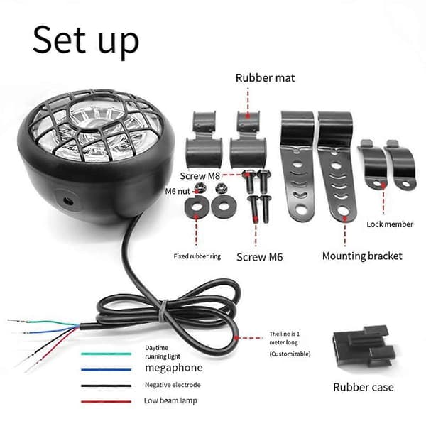 48V 36V Forlygte Elcykel Lampe Baglygte Reservedele Retro Sort LED Forlygte til Fat Ebike