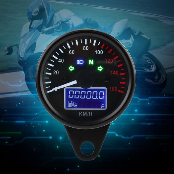 Universal 0 160 KM/H Motorcycle Digital LED LCD Speedometer Tachometer Speedometer Retro Black