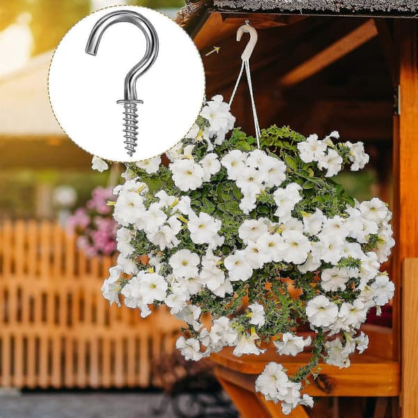 120 Pieces Screw Hooks Metal Cup Hook Hanger With Screws Ceiling Hook (silver, 1/2 Inch)-HPZX