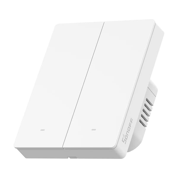 Sonoff ZBM5-2C-80W Zigbee wall switch 2-channel for installations with or without neutral wire, app and voice control, scheduling