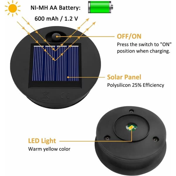 2 stk solcellelampe batteriboks tilbehør smijernslykt RGB-patchlys LED-dekorasjonslys elektronisk tilbehør