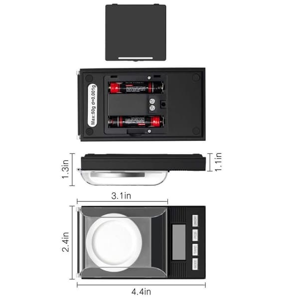 Lommepenge 50g / 0,001g Digitale Milligramvægte med LCD-display Præcisionsvægte KLB